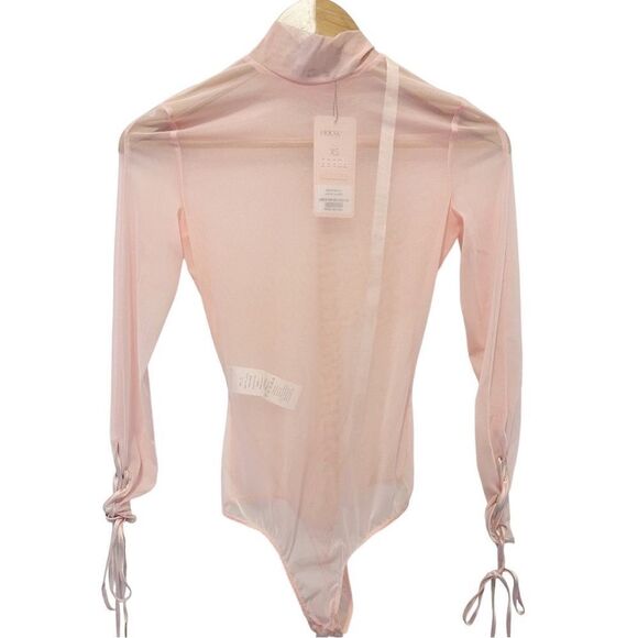 HOUSE OF CB CAROVI  POWDER PINK SHEER MESH BODYSUIT - Picture 5 of 13
